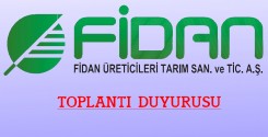 FİDAN A.Ş. TOPLANTI DUYURUSU